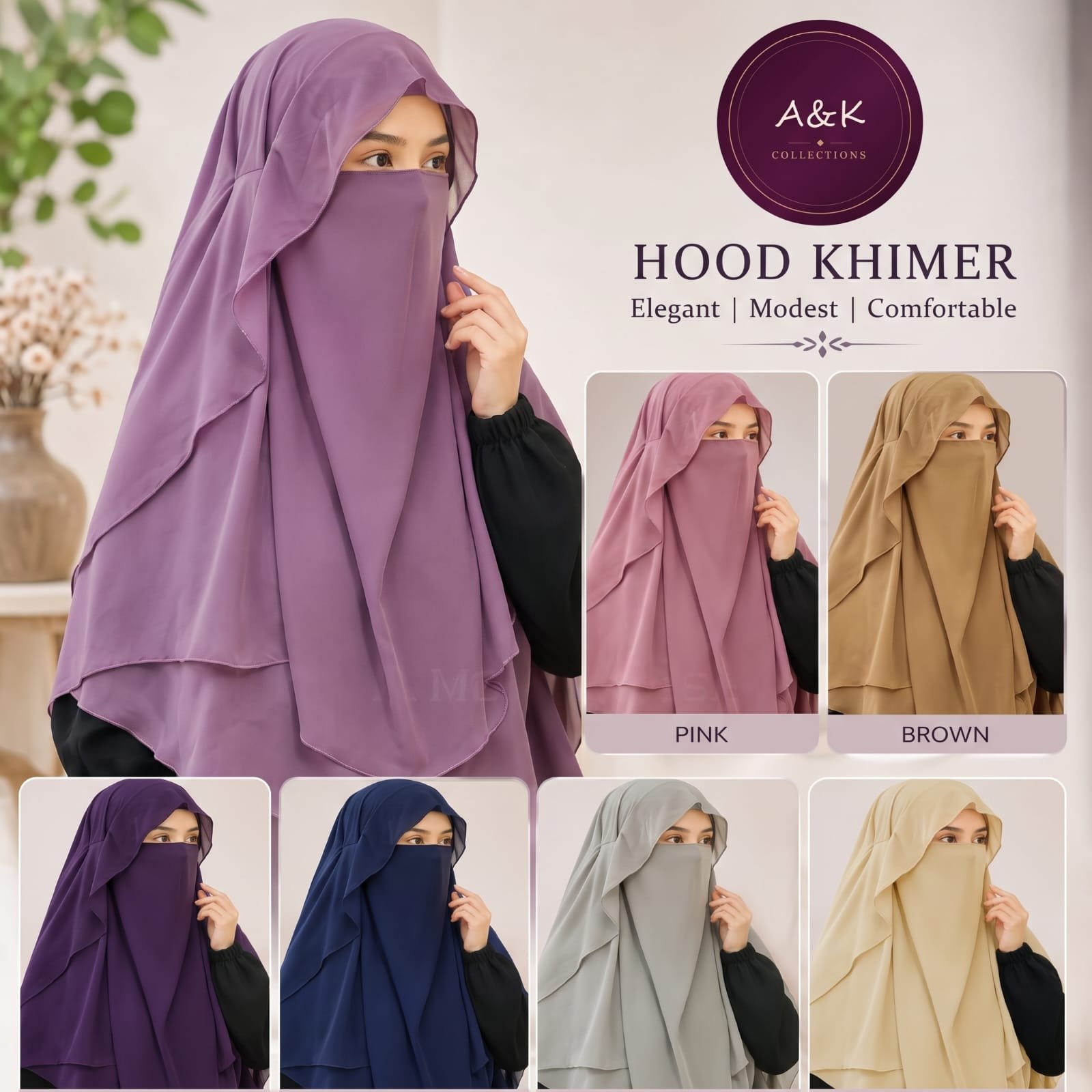 Hood Khimer With Attached Niqab – Elegant Modest Wear